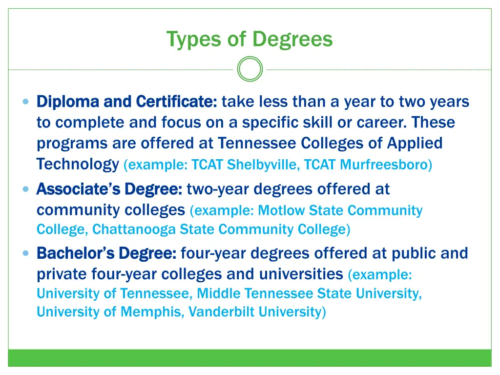 types of degrees