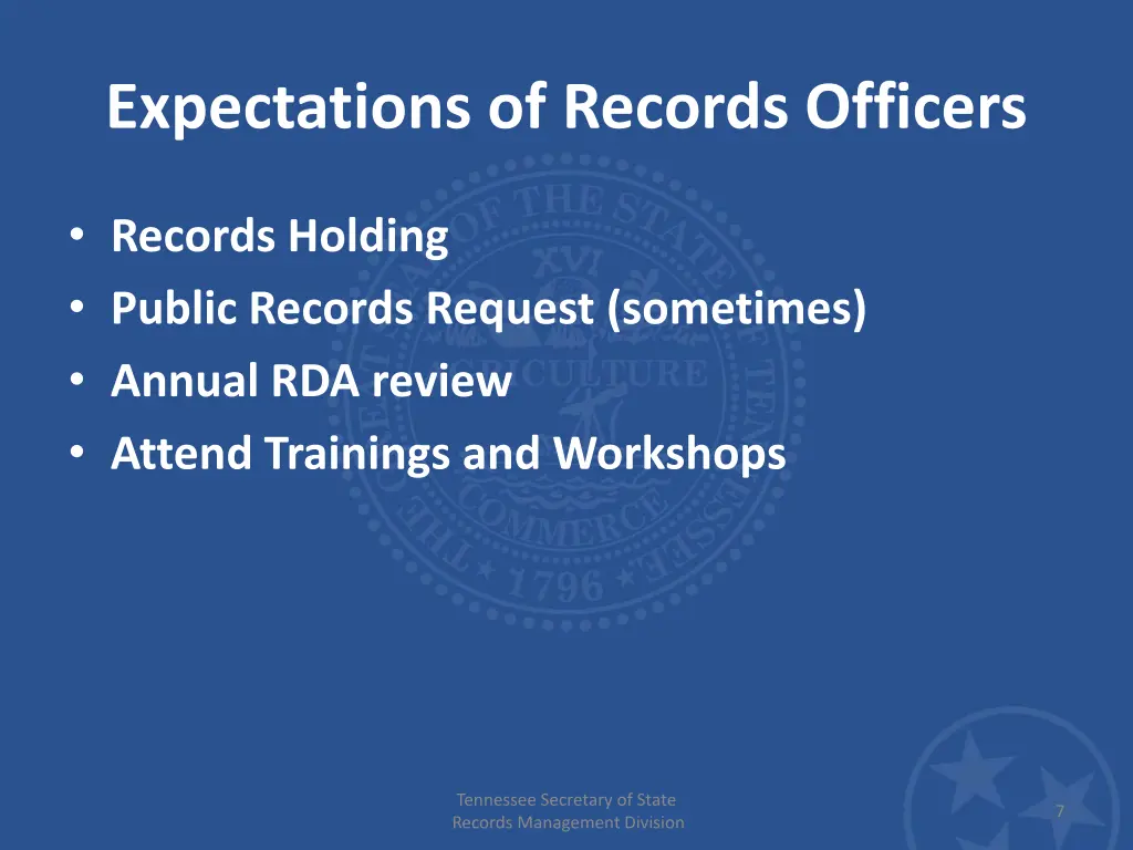 expectations of records officers