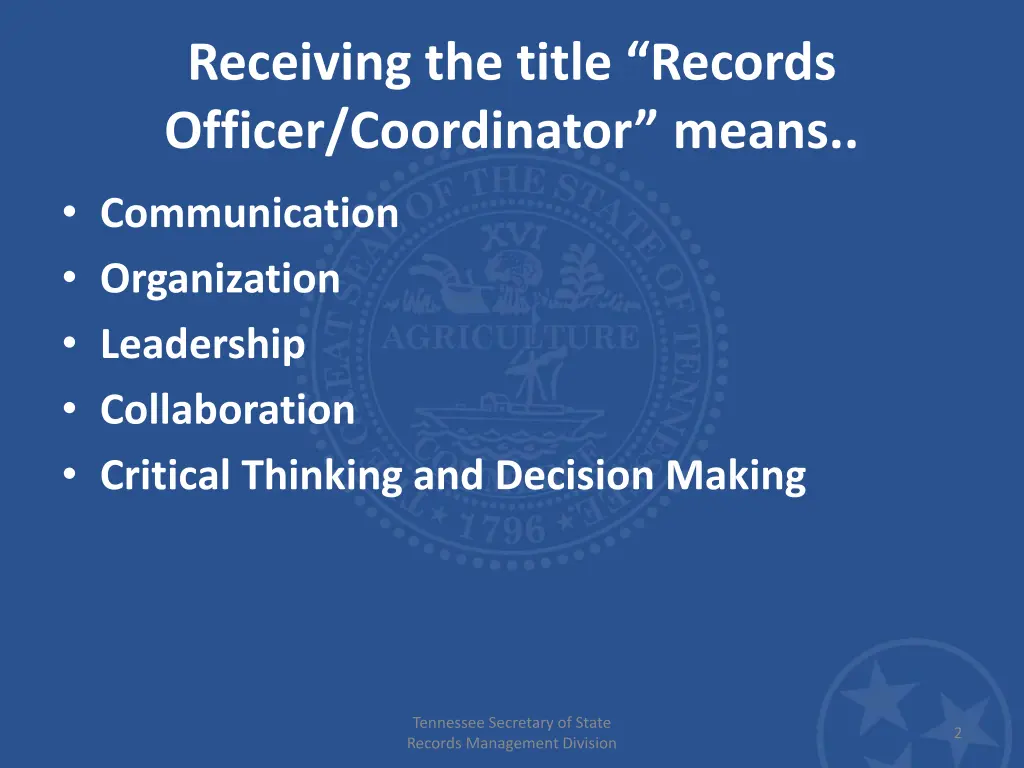 receiving the title records officer coordinator