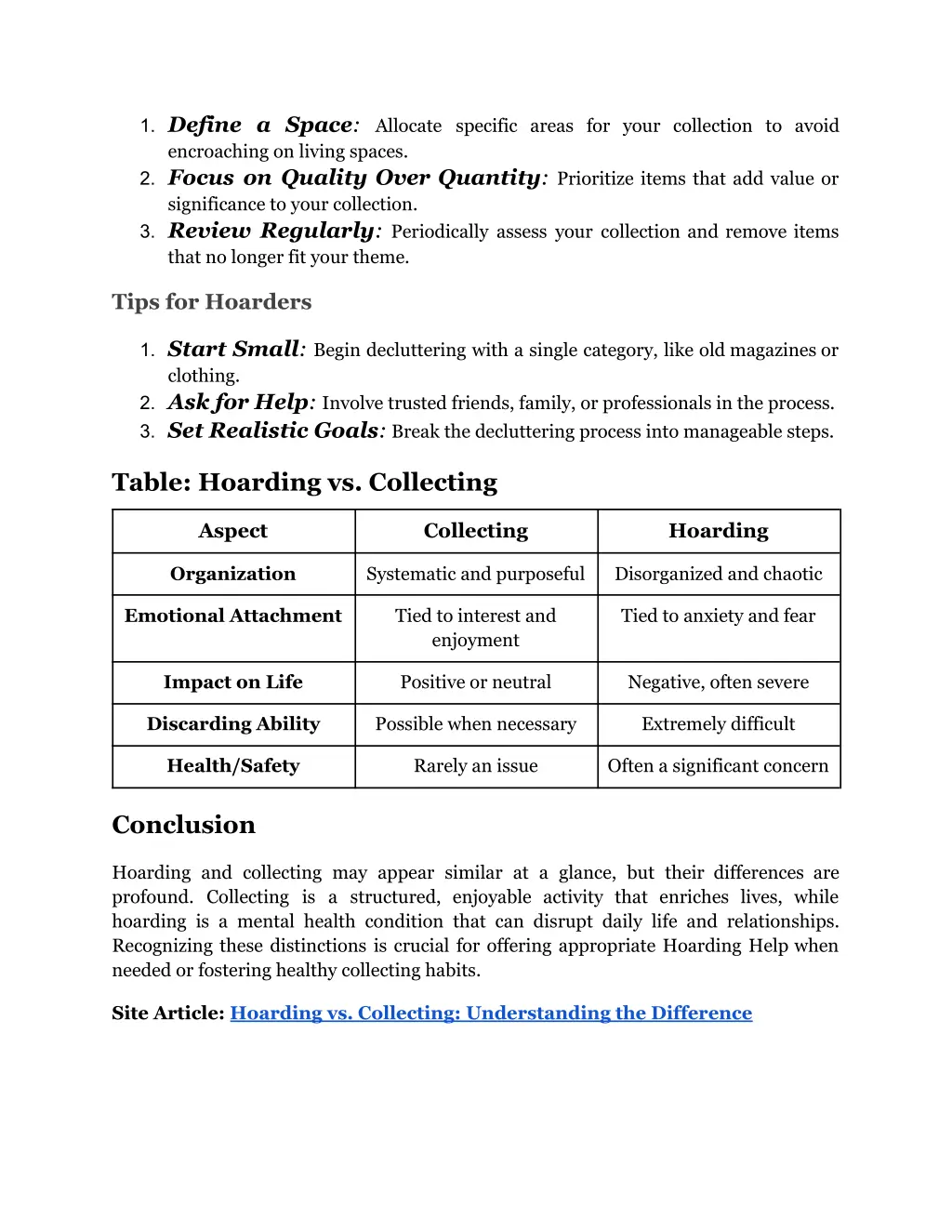 1 define a space allocate specific areas for your