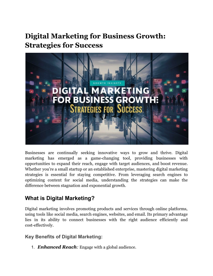 digital marketing for business growth strategies