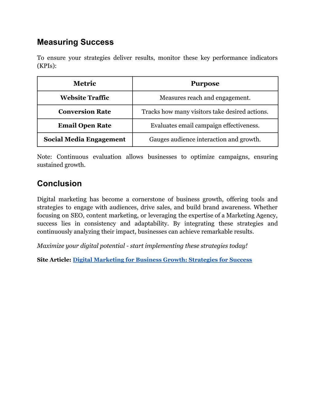 measuring success