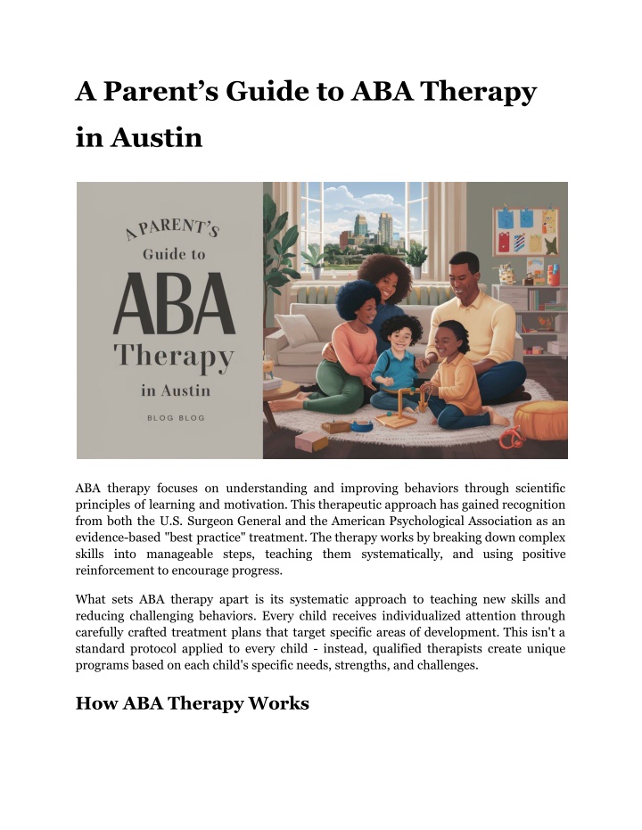 a parent s guide to aba therapy