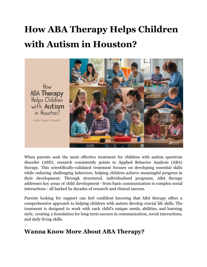 how aba therapy helps children