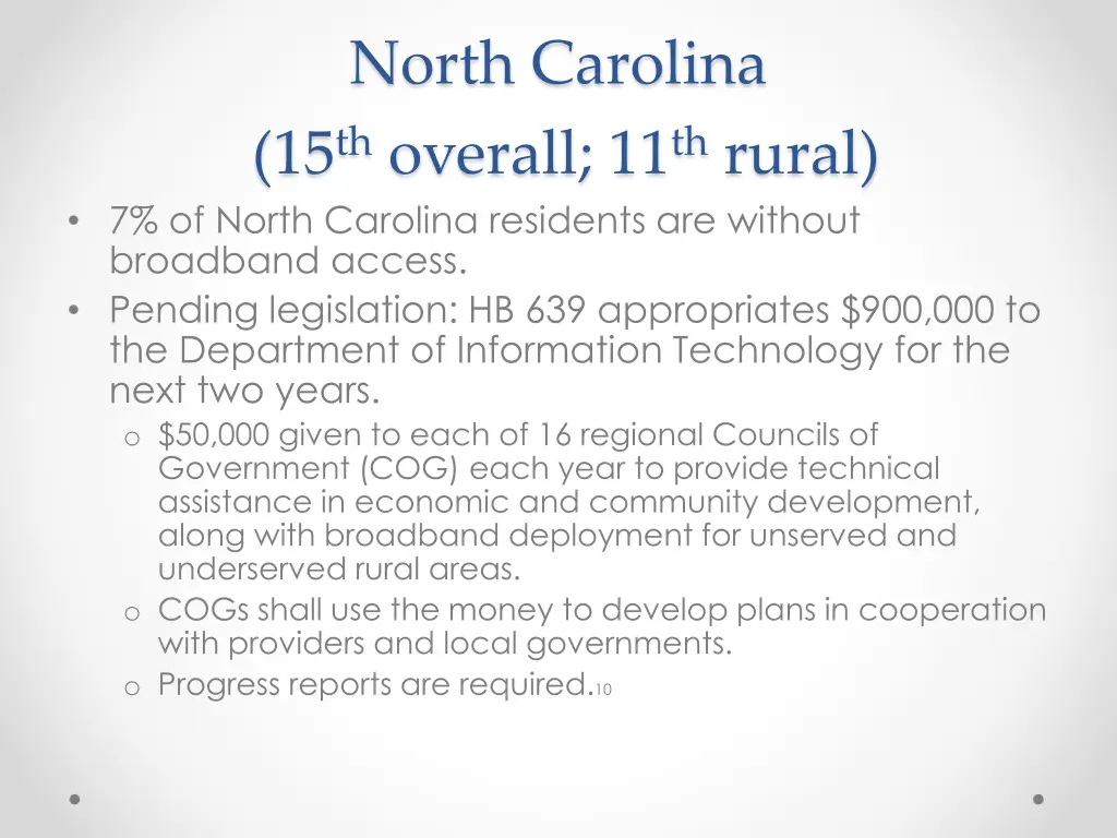 north carolina 15 th overall 11 th rural