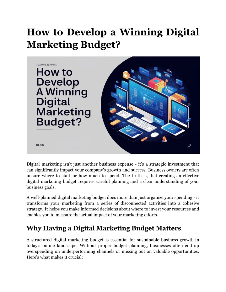 how to develop a winning digital marketing budget