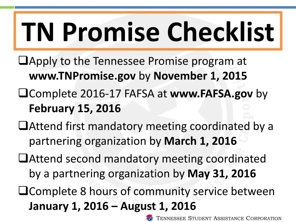 tn promise checklist apply to the tennessee