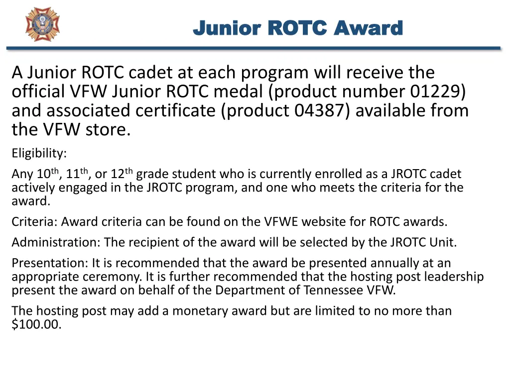 junior rotc award junior rotc award