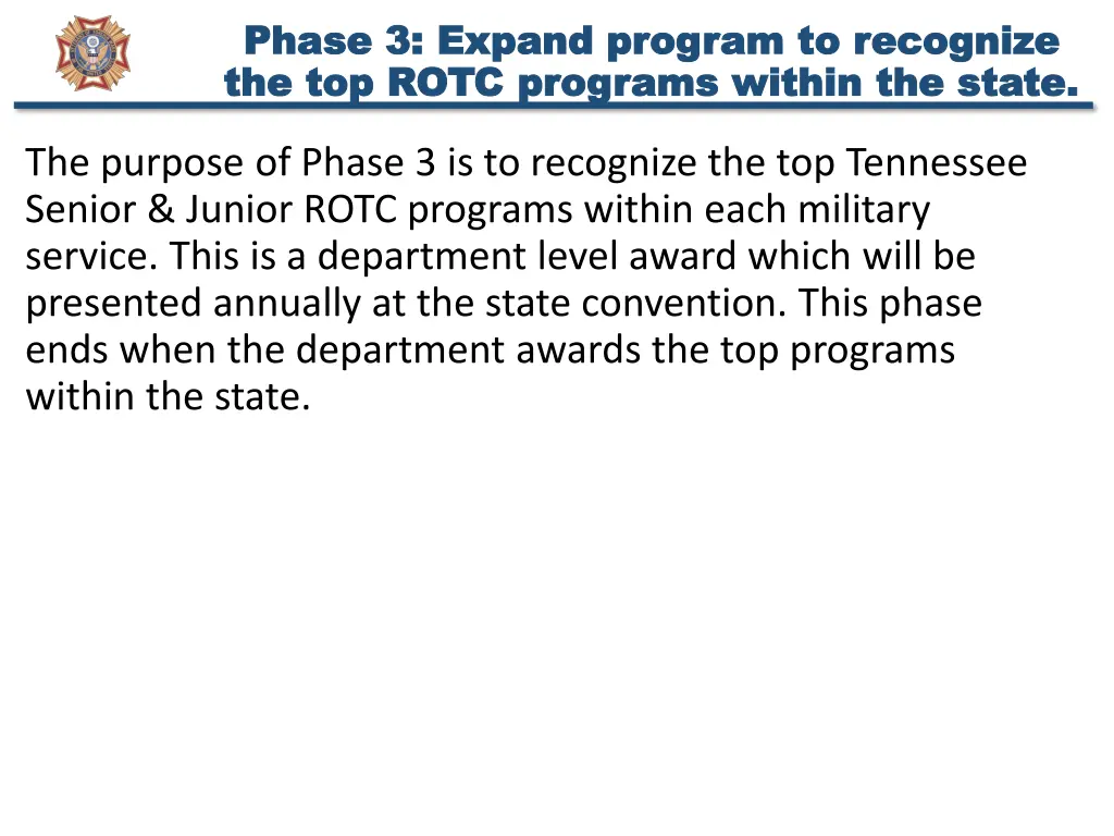 phase 3 expand program to recognize phase