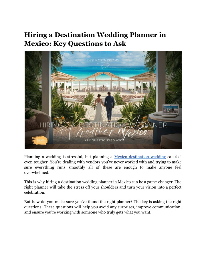 hiring a destination wedding planner in mexico