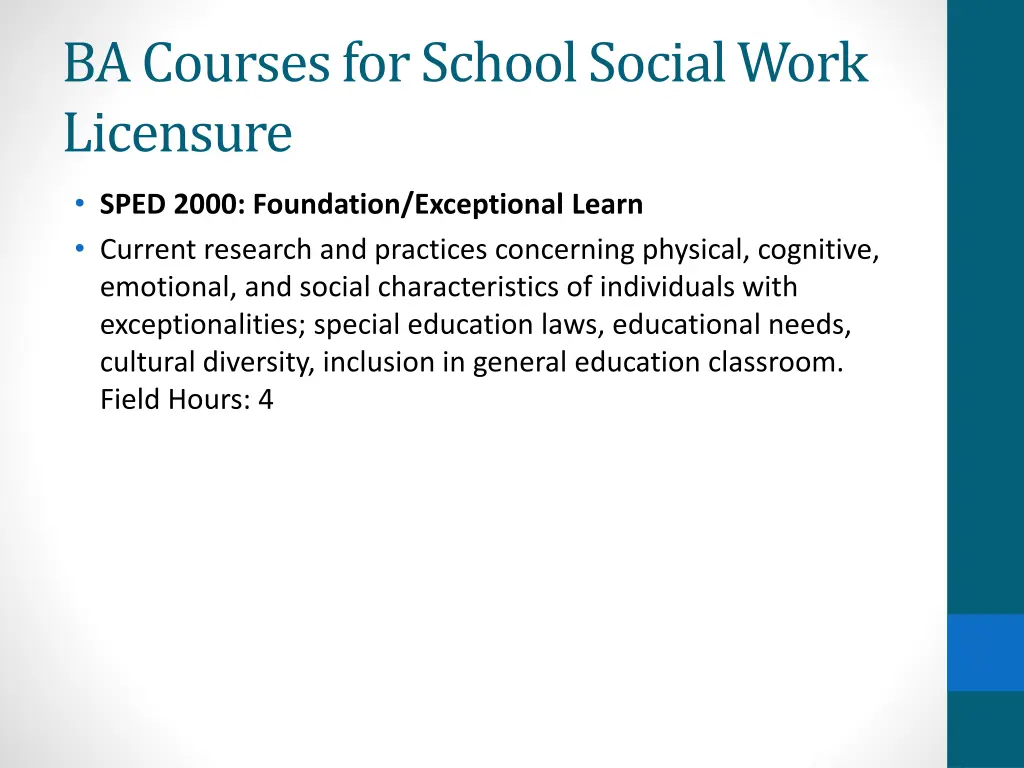 ba courses for school social work licensure 1