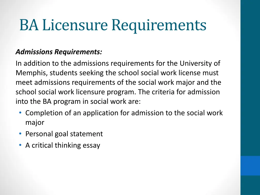 ba licensure requirements