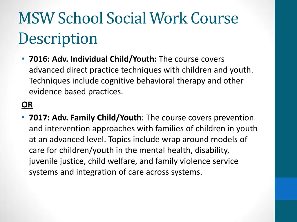 msw school social work course description 1