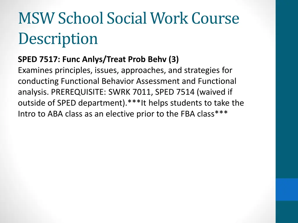 msw school social work course description 2