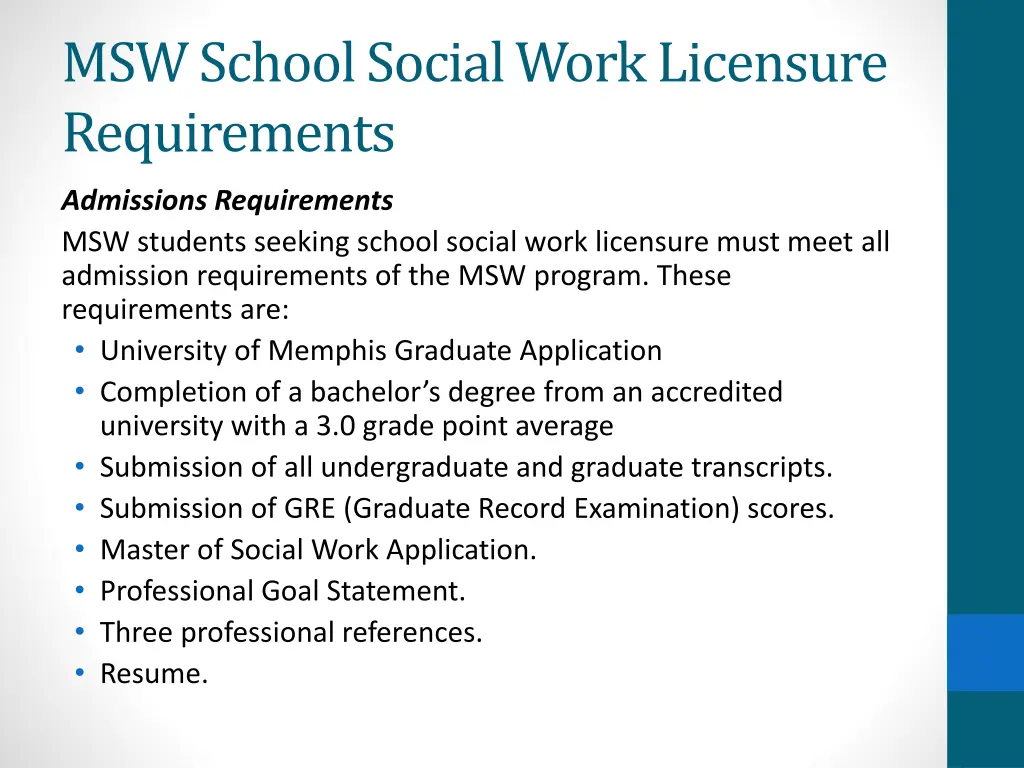 msw school social work licensure requirements