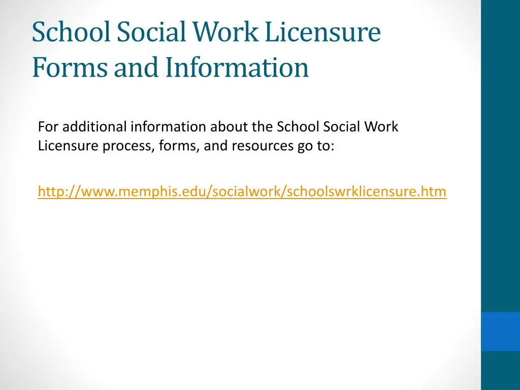 school social work licensure forms and information