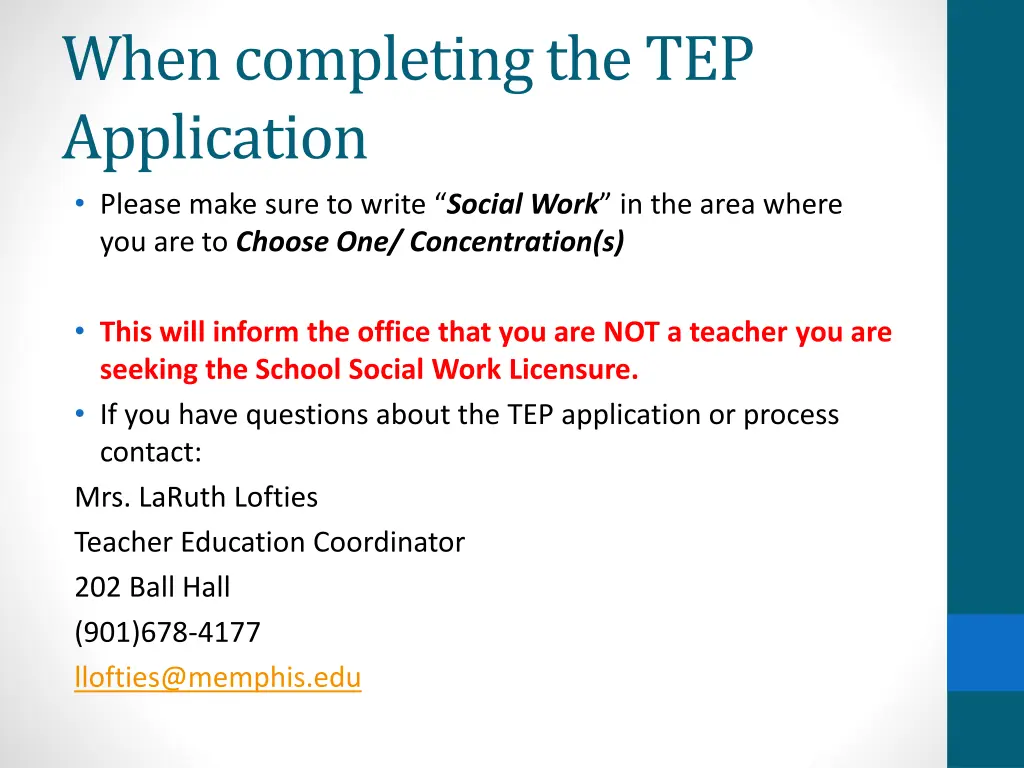 when completing the tep application please make 1