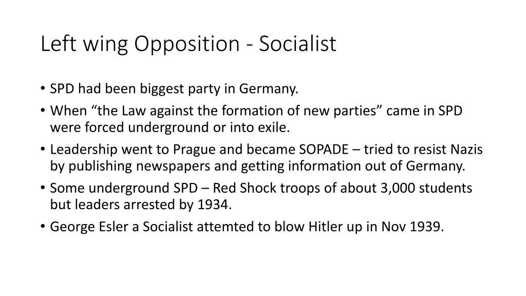 left wing opposition socialist