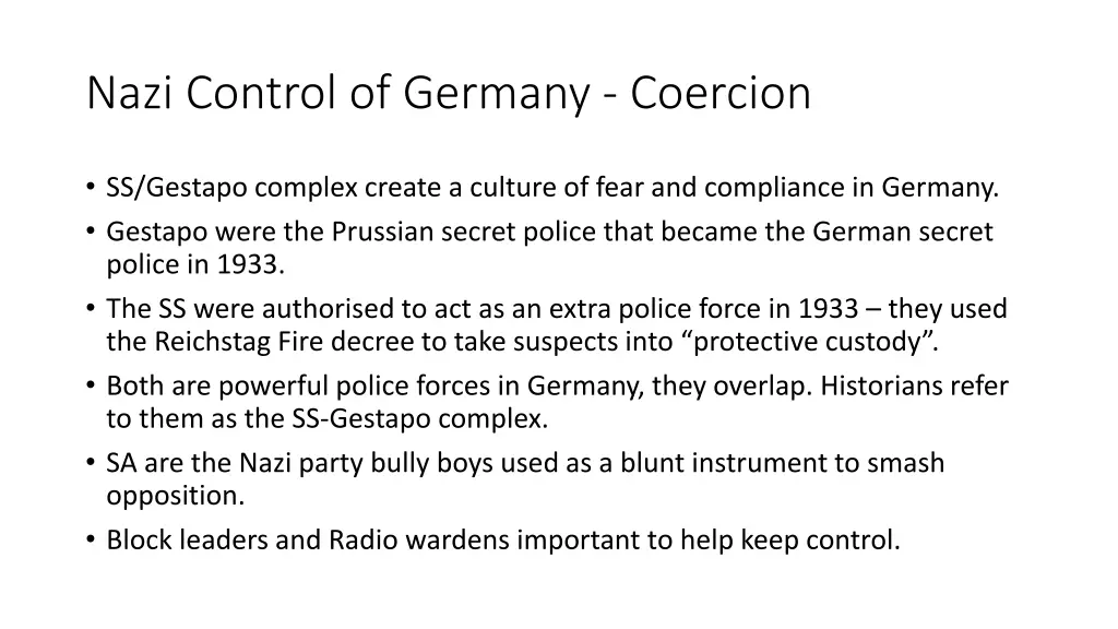 nazi control of germany coercion