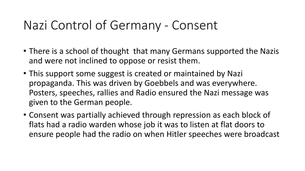 nazi control of germany consent