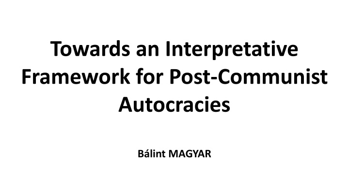 towards an interpretative framework for post