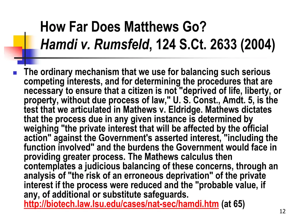 how far does matthews go hamdi v rumsfeld