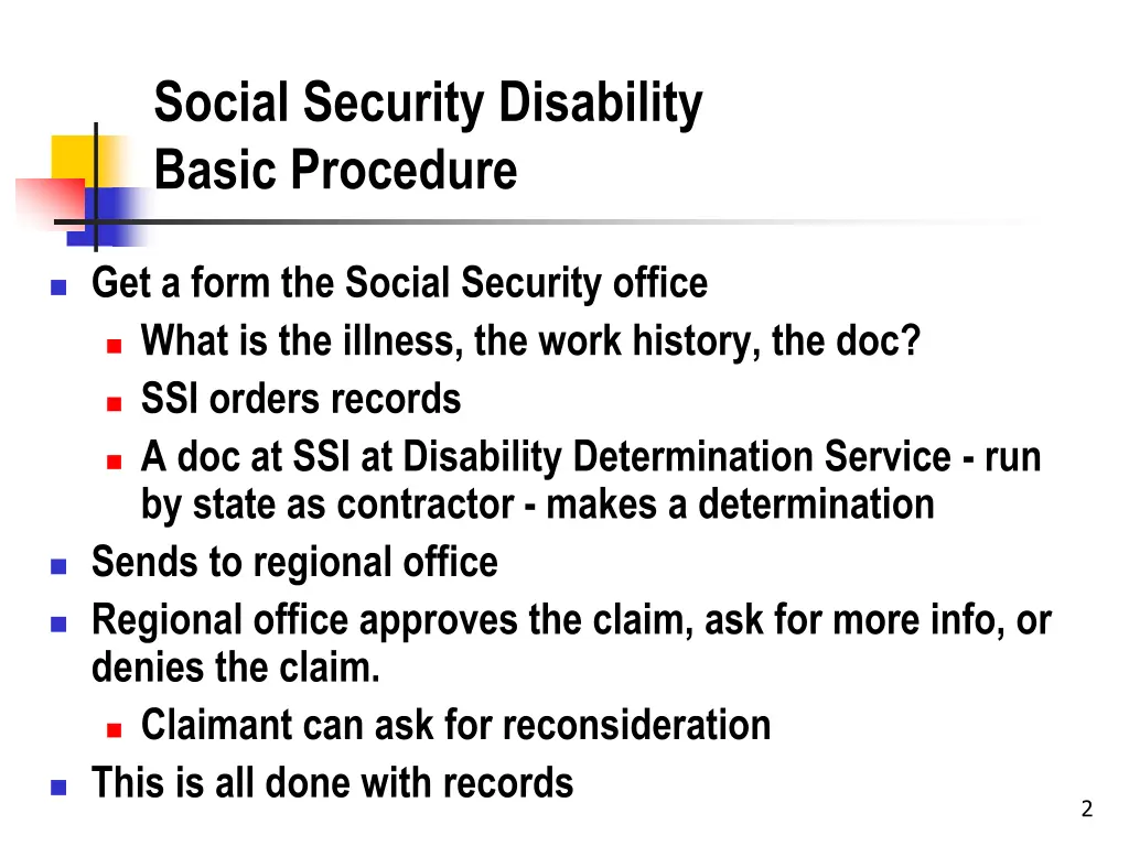 social security disability basic procedure