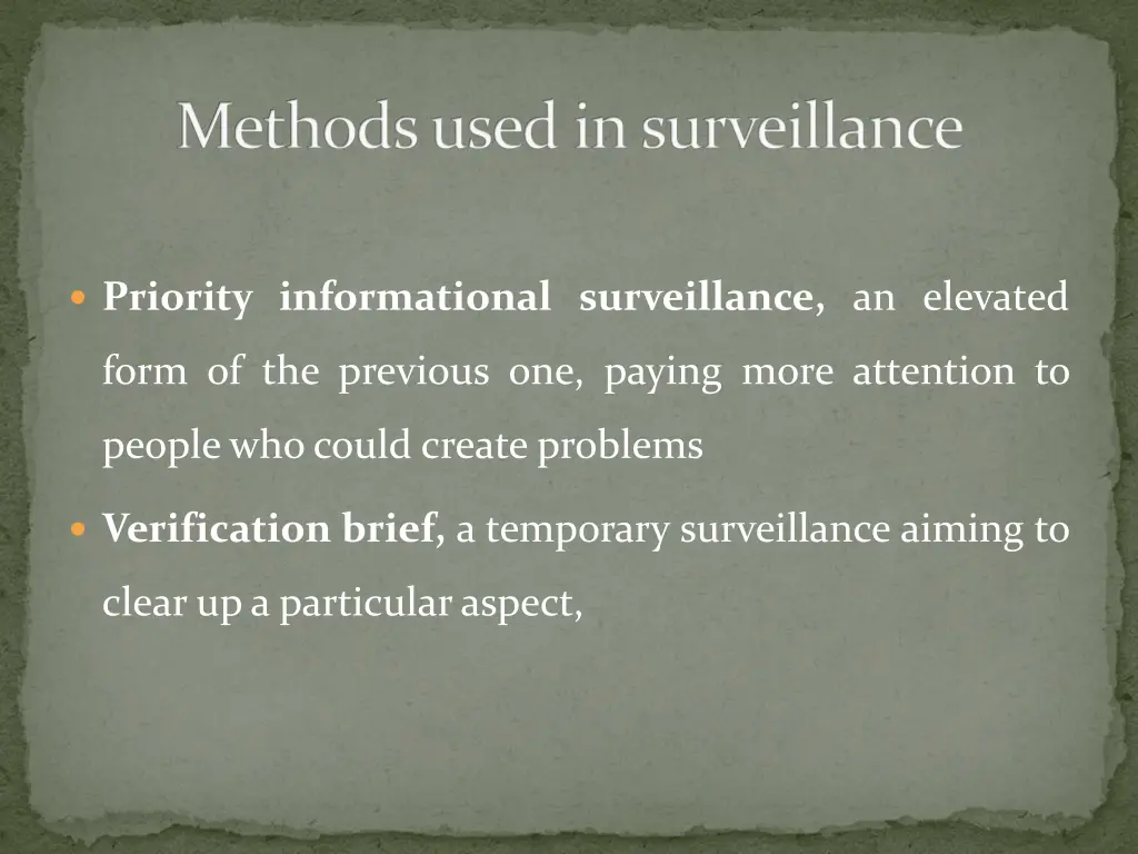 methods used in surveillance 1