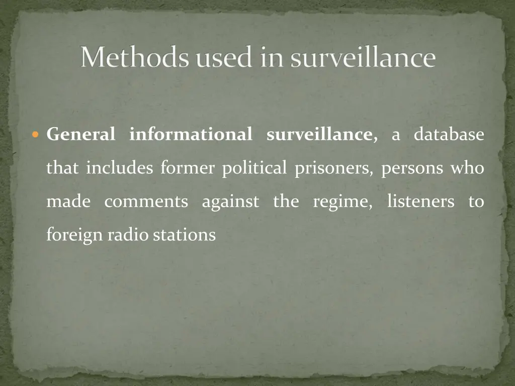 methods used in surveillance