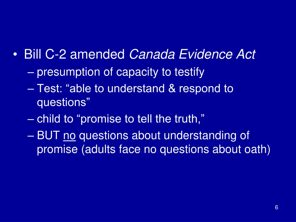 bill c 2 amended canada evidence act presumption