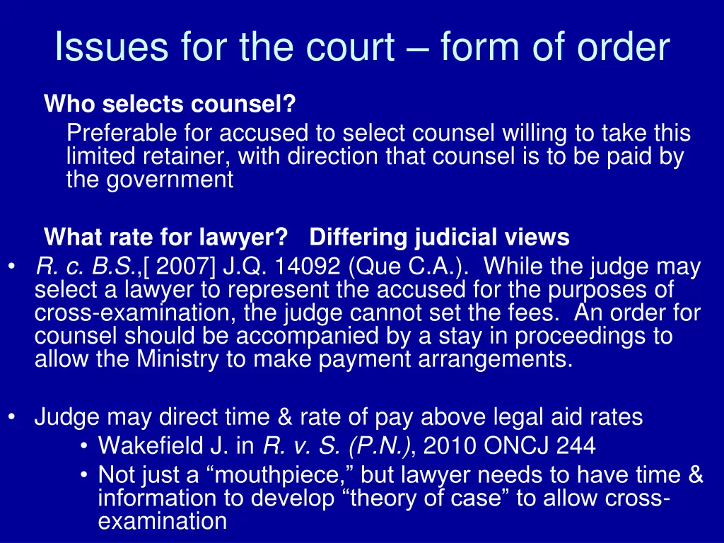 issues for the court form of order