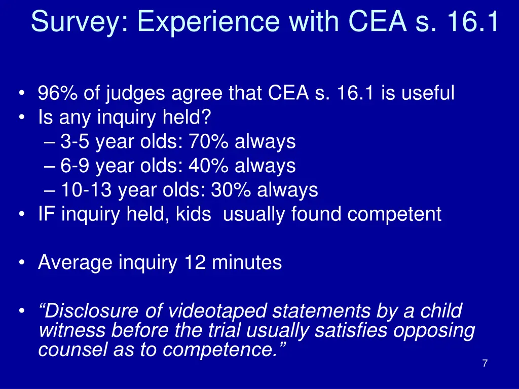 survey experience with cea s 16 1