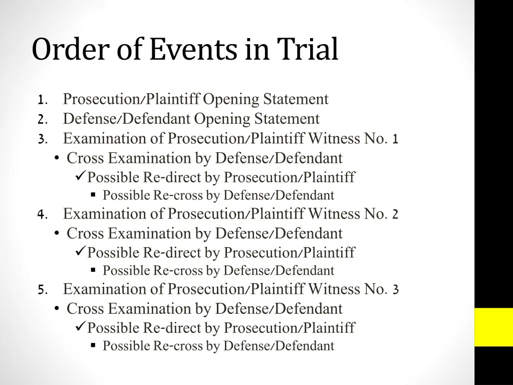 order of events in trial