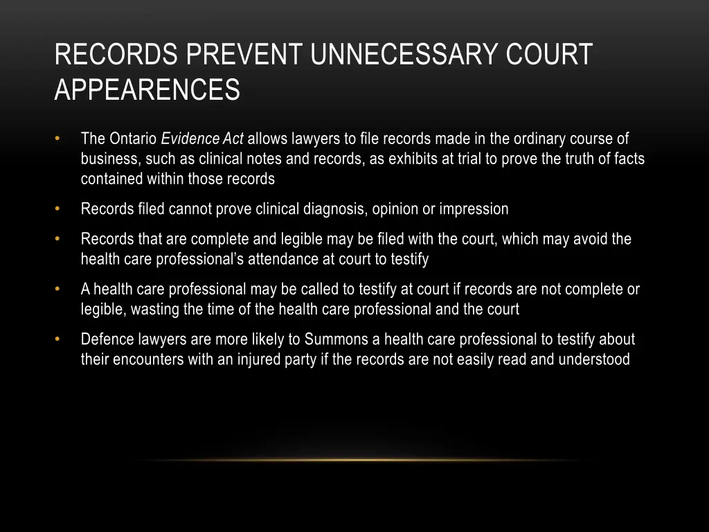 records prevent unnecessary court appearences