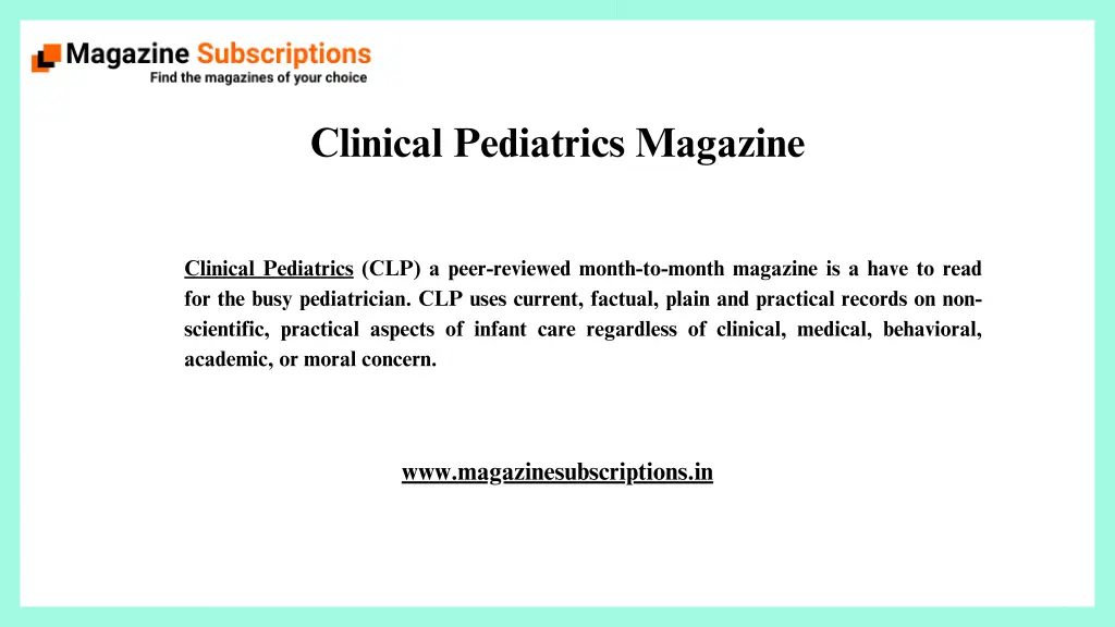 clinical pediatrics magazine