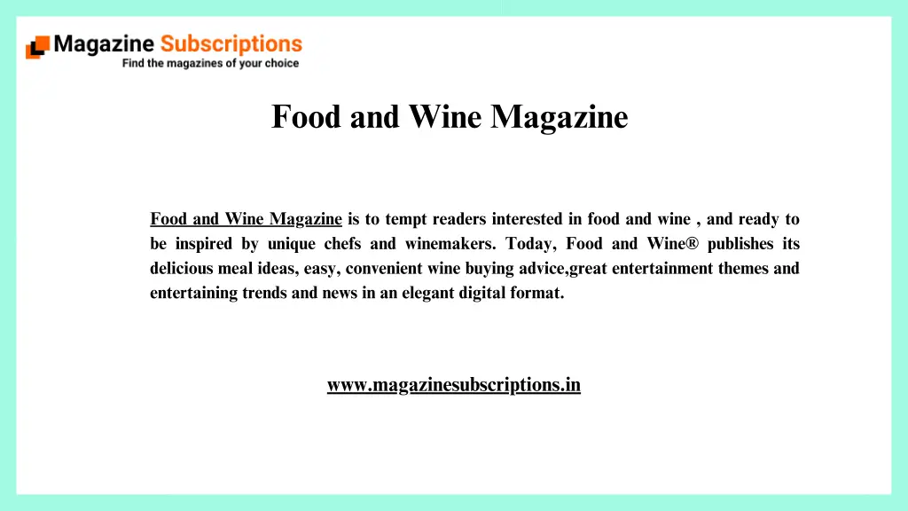 food and wine magazine