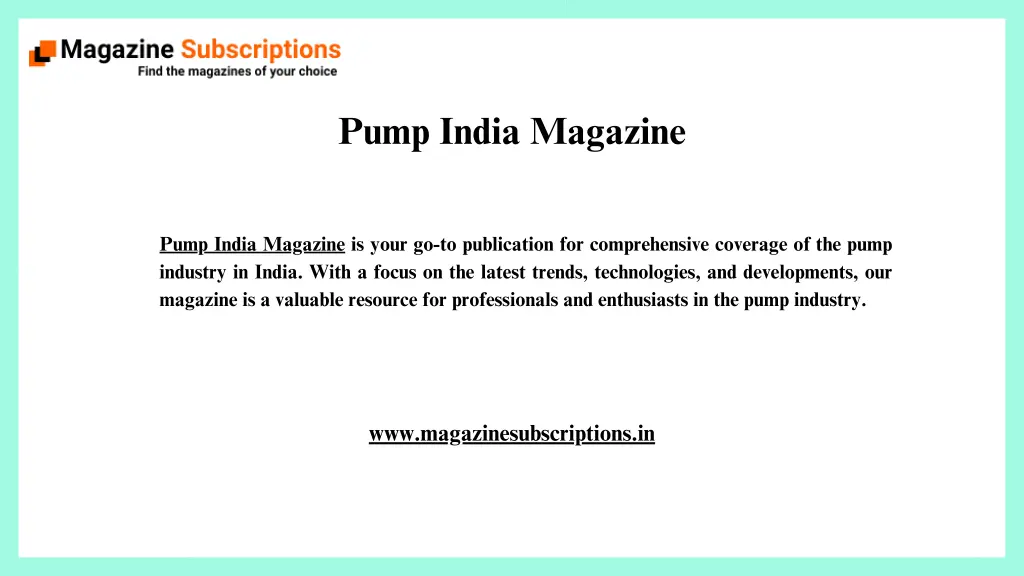 pump india magazine