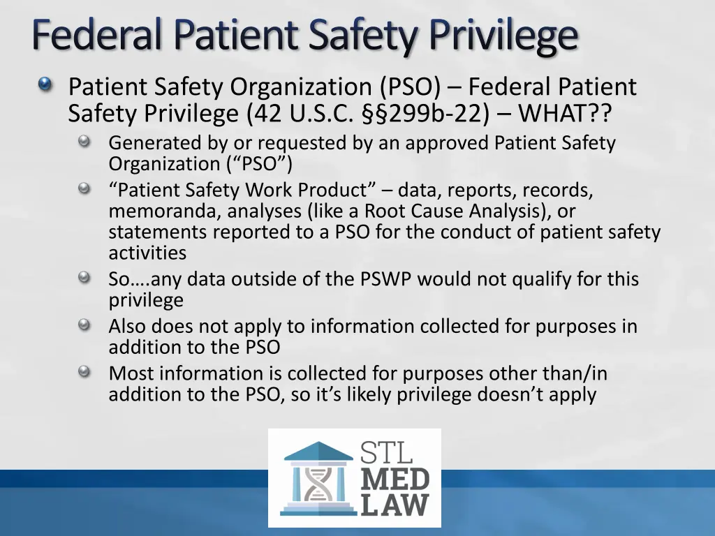 federal patient safety privilege patient safety