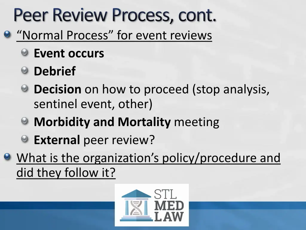 peer review process cont normal process for event