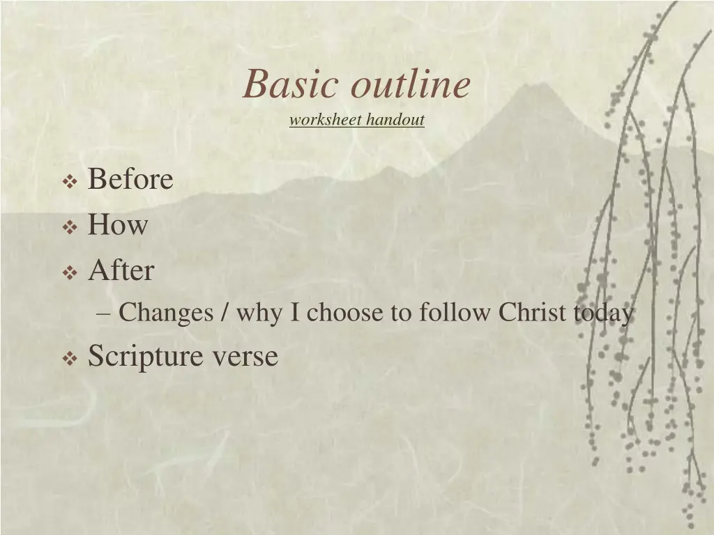 basic outline worksheet handout