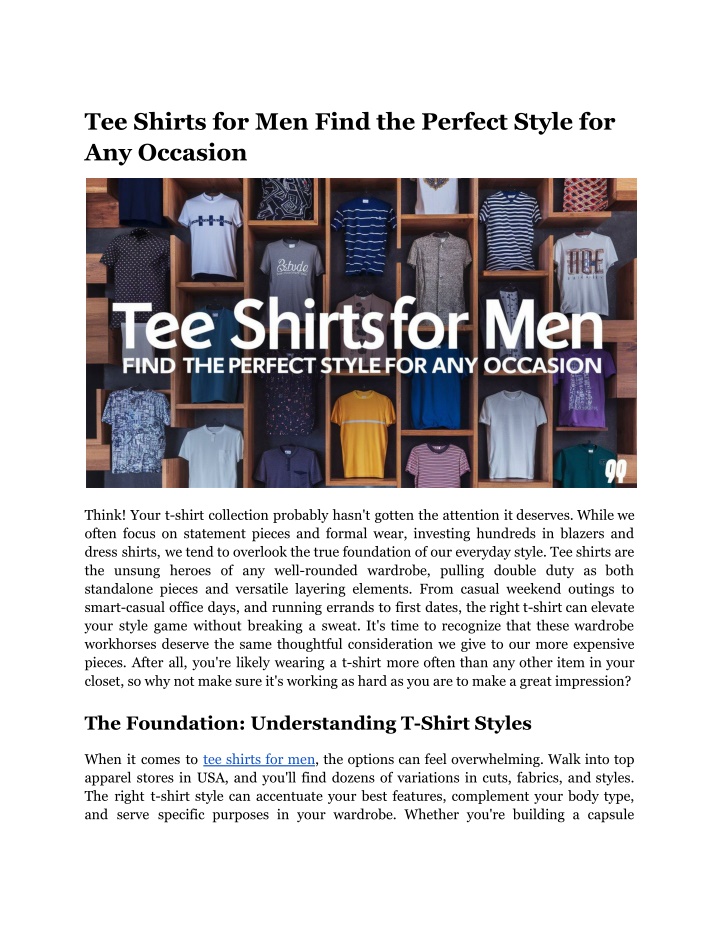 tee shirts for men find the perfect style