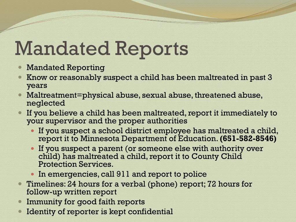 mandated reports mandated reporting know