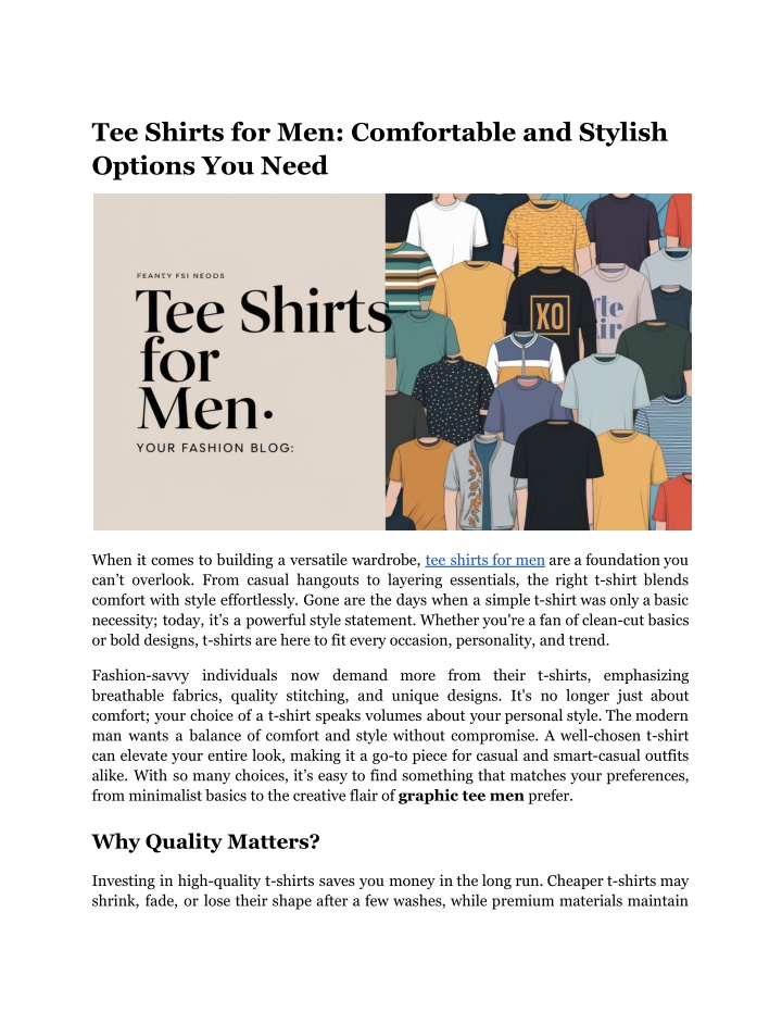 tee shirts for men comfortable and stylish