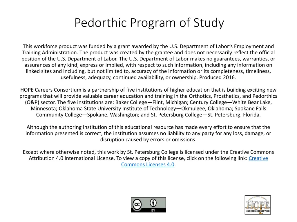 pedorthic program of study