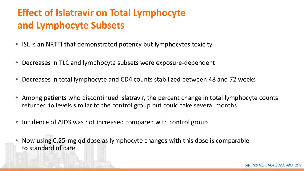 effect of islatravir on total lymphocyte