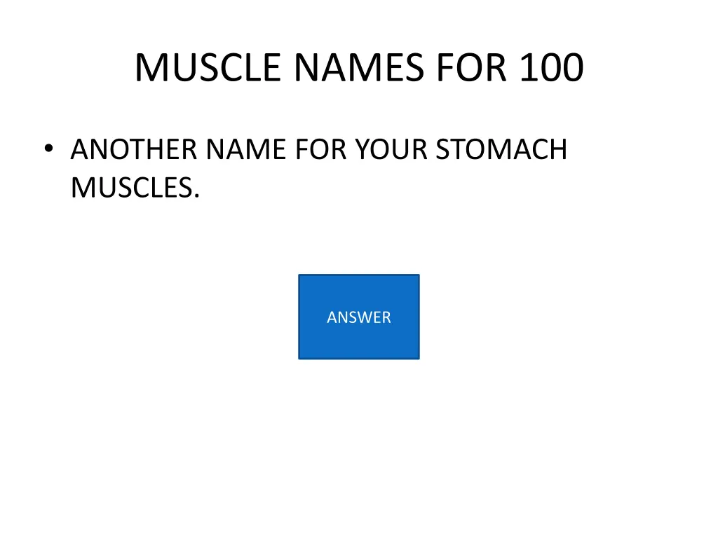 muscle names for 100