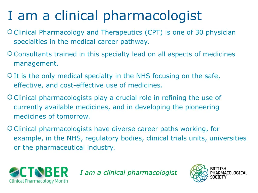 i am a clinical pharmacologist