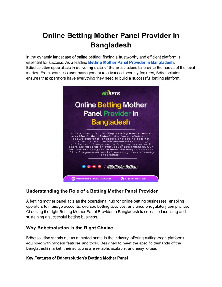 online betting mother panel provider in bangladesh