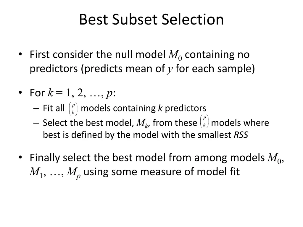 best subset selection