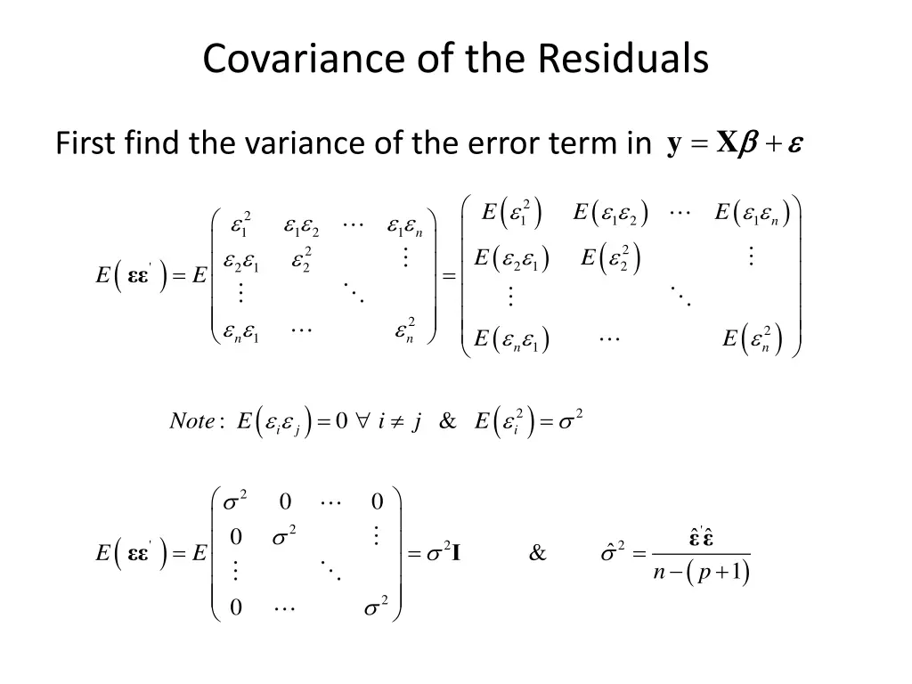 covariance of the residuals